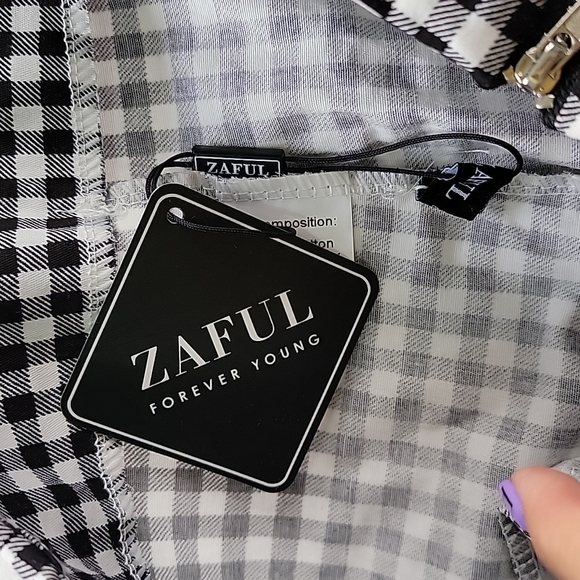 ☕️ NWT!! ZAFUL PLAID GINGHAM ZIPPER WORK OFFICE TROUSERS STRETCH - Picture 2 of 8